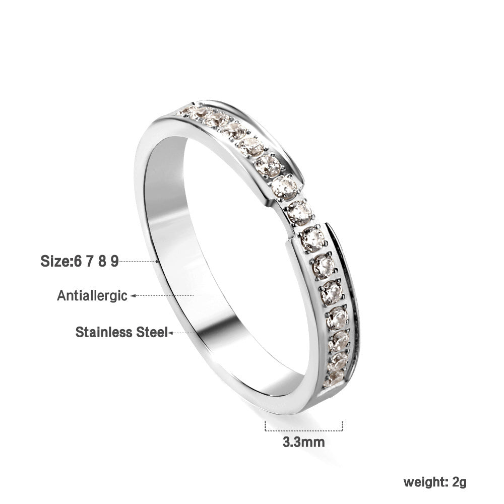 Damen Ring mit brillantem Zirkonia und eleganter Edelstahlfassung Shop Nory