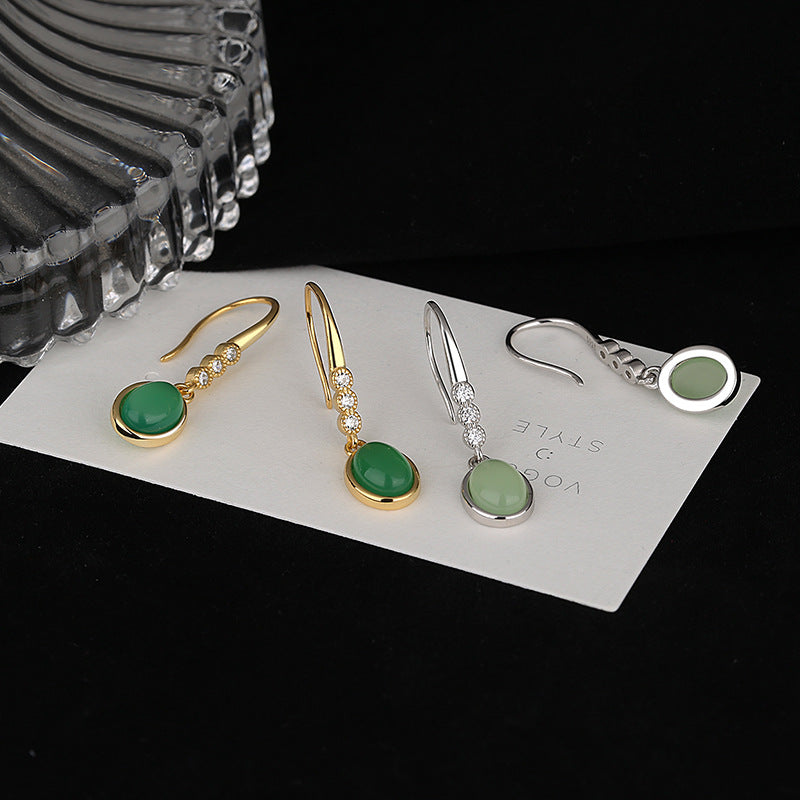 Damen Ohrhänger mit elegantem Jade-Design und funkelnden Zirkonia Shop Nory