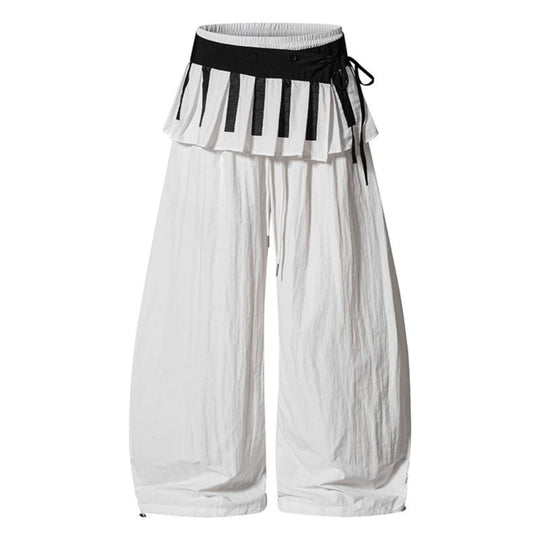 Damen Weite Culotte-Hose mit Volantbund, Tunnelzug und Ballonbein Shop Nory