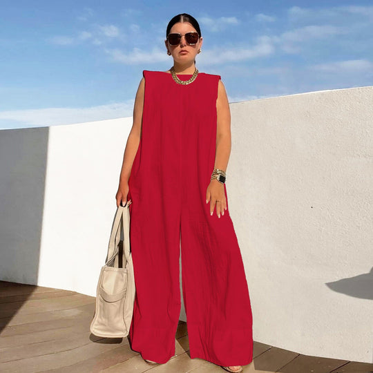 Damen Weit geschnittener Jumpsuit mit Kapuze und tiefer Taille