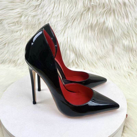 Damen spitze Stiletto Pumps mit glänzender Oberfläche
