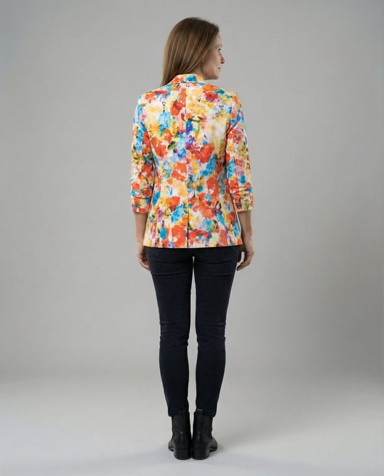 Damen Blazer mit floralem Muster und eleganter Silhouette