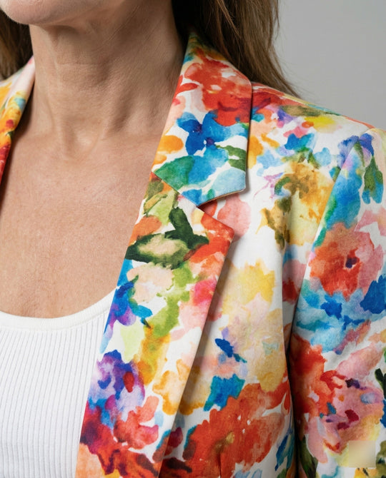 Damen Blazer mit floralem Muster und eleganter Silhouette