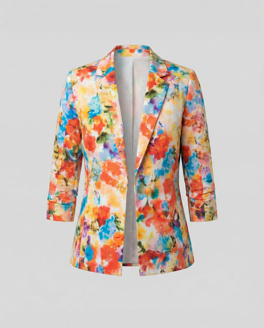Damen Blazer mit floralem Muster und eleganter Silhouette