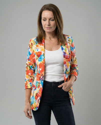 Damen Blazer mit floralem Muster und eleganter Silhouette