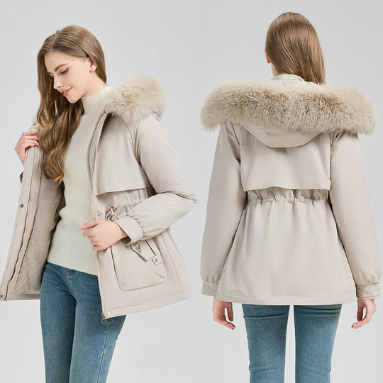 Damen nan taillierter Funktionsparka mit XXL-Kapuze, weichem Fleecefutter und multifunktionalen Pattentaschen Shop Nory