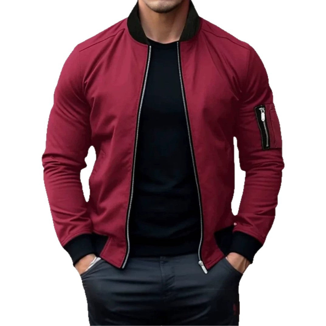 Herren Modische Bomberjacke mit Reißverschluss