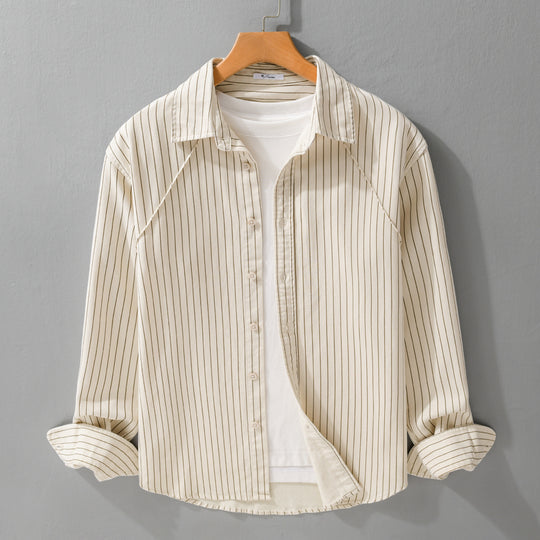 Herren Leichtes Streifen‑Overshirt mit Kentkragen und Raglanärmeln Shop Nory