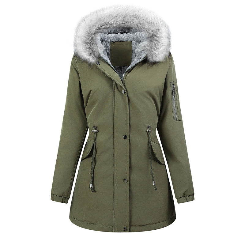 Damen Thermo-Parka mit Sherpa-Innenfutter, Kunstfellkapuze und tailliertem Kordelzug Shop Nory