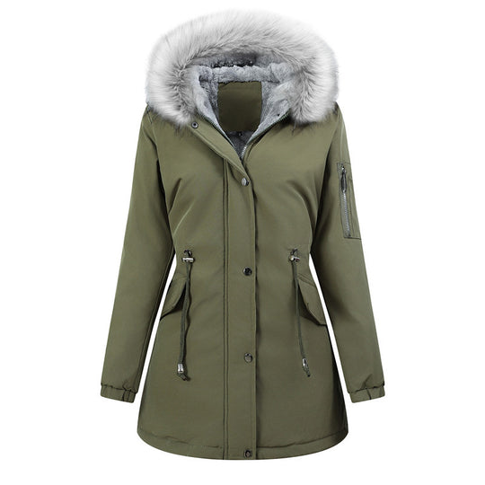 Damen Thermo-Parka mit Sherpa-Innenfutter, Kunstfellkapuze und tailliertem Kordelzug Shop Nory