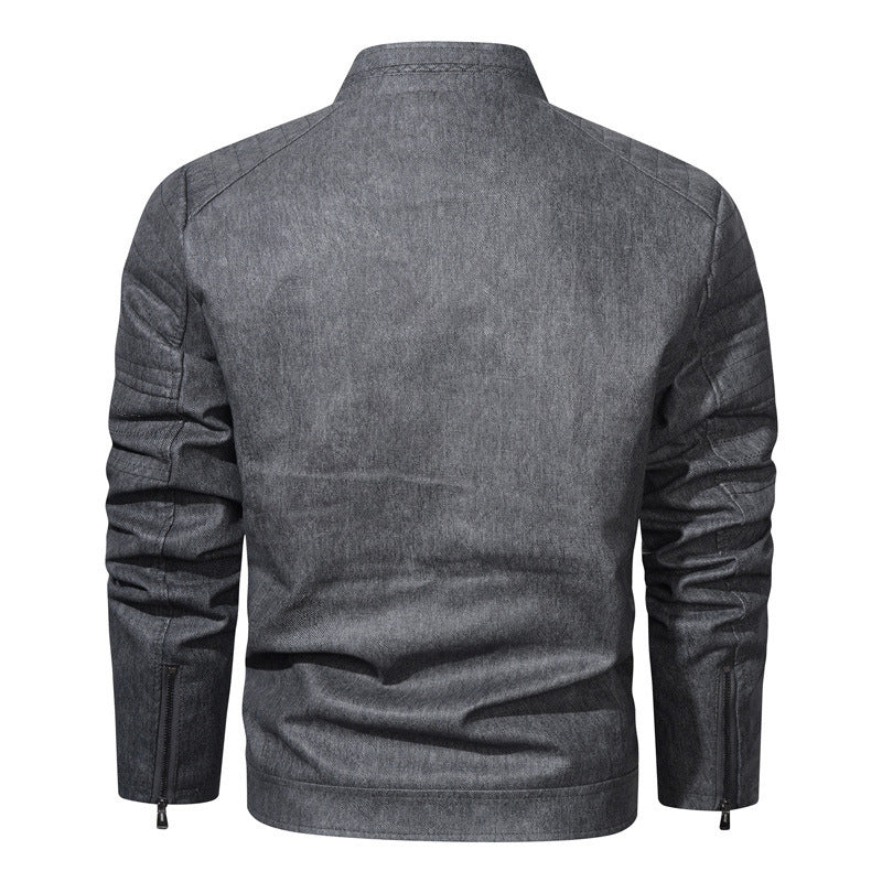 Herren Denim‑Optik Bomberjacke mit Stehkragen, gesteppter Schulterpasse und Reißverschluss Shop Nory