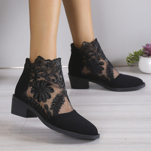 Damen modische Stiefeletten mit aufwendiger Spitzendecke