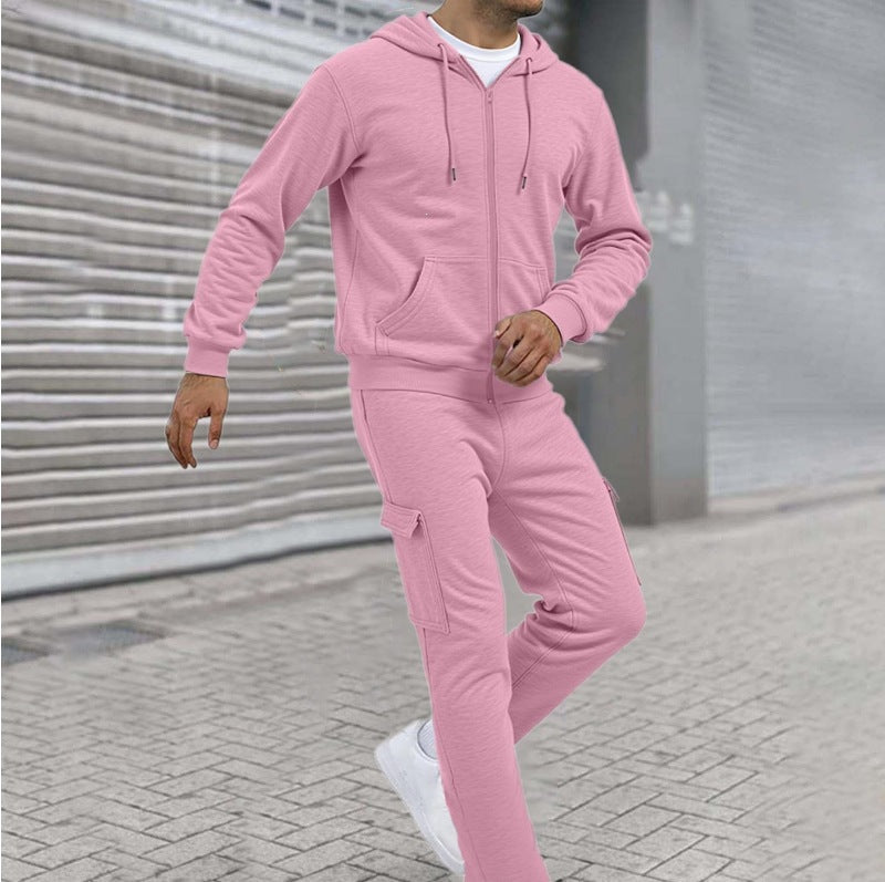 Herren nan athletischer Zip-Sweatset mit Cargo-Jogginghose, ergonomischen Nähten und gerippten Bündchen Shop Nory