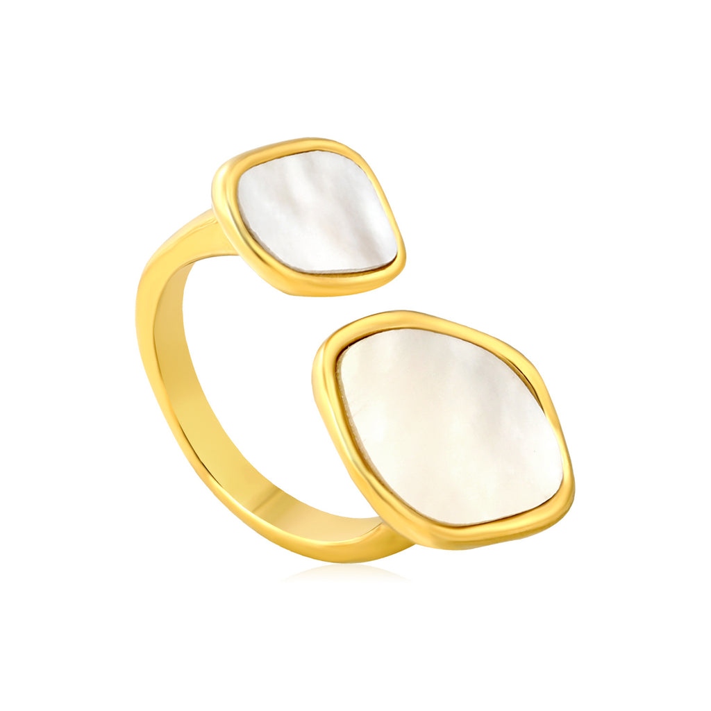 Damen Ring mit modernem, anpassbarem Design und klassischen Muschelinlays Shop Nory
