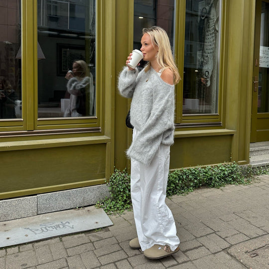 Damen Mohair-Mix Pullover mit Weichem Stoff & Oversized-Ärmeln