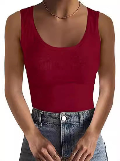 Damen Körperbetontes Oberteil mit breiten Trägern und geripptem Design