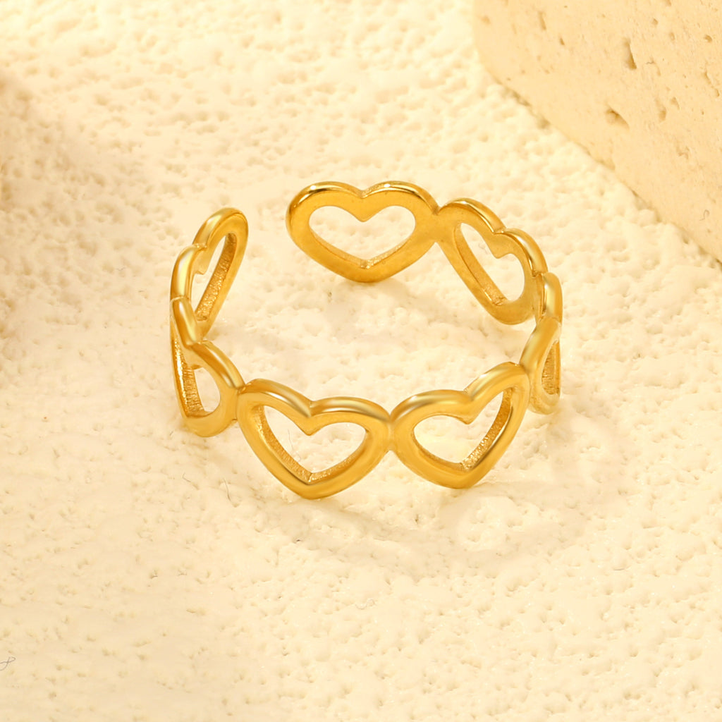 Damen Ring mit Herzen-Design und verstellbarem Format Shop Nory