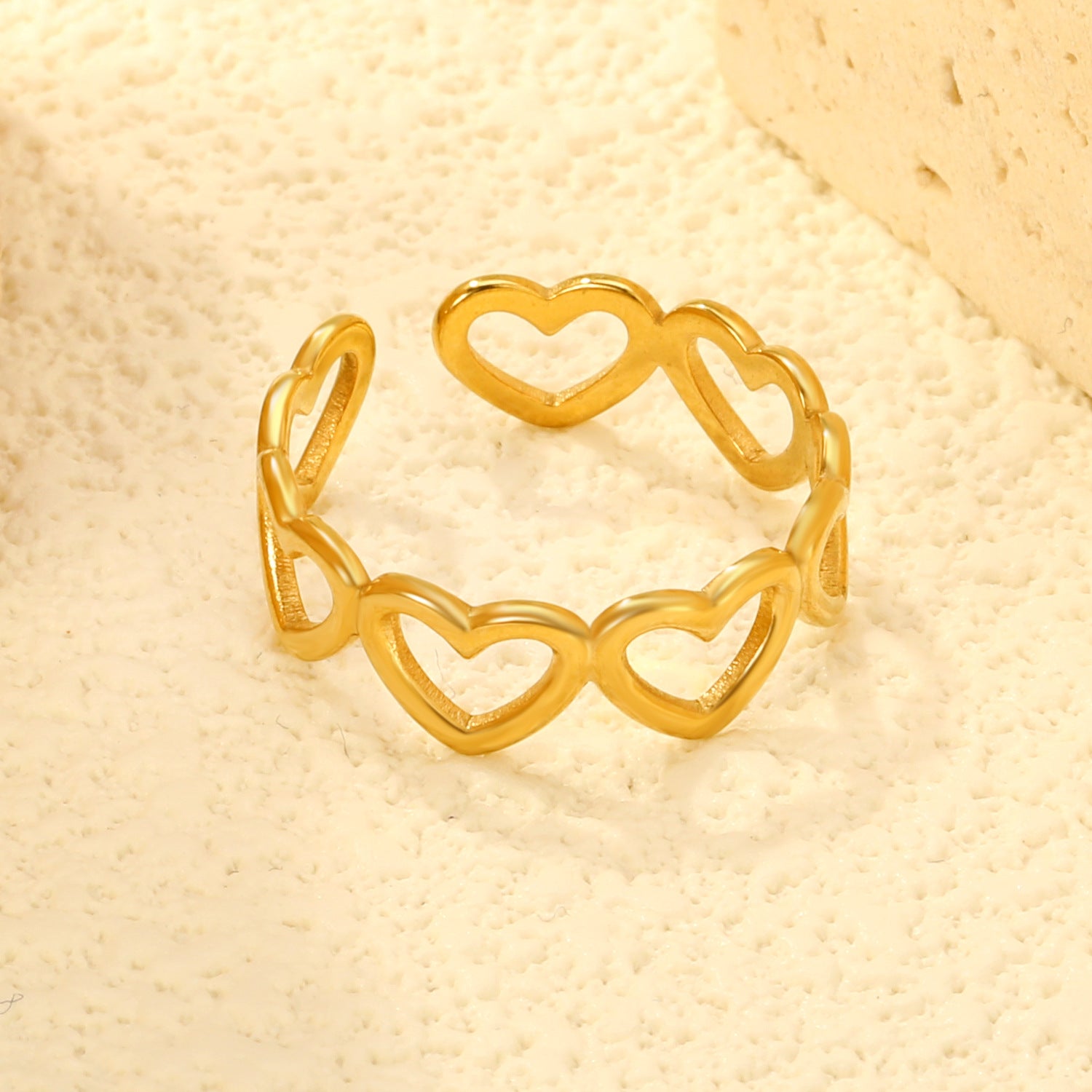 Damen Ring mit Herzen-Design und verstellbarem Format Shop Nory