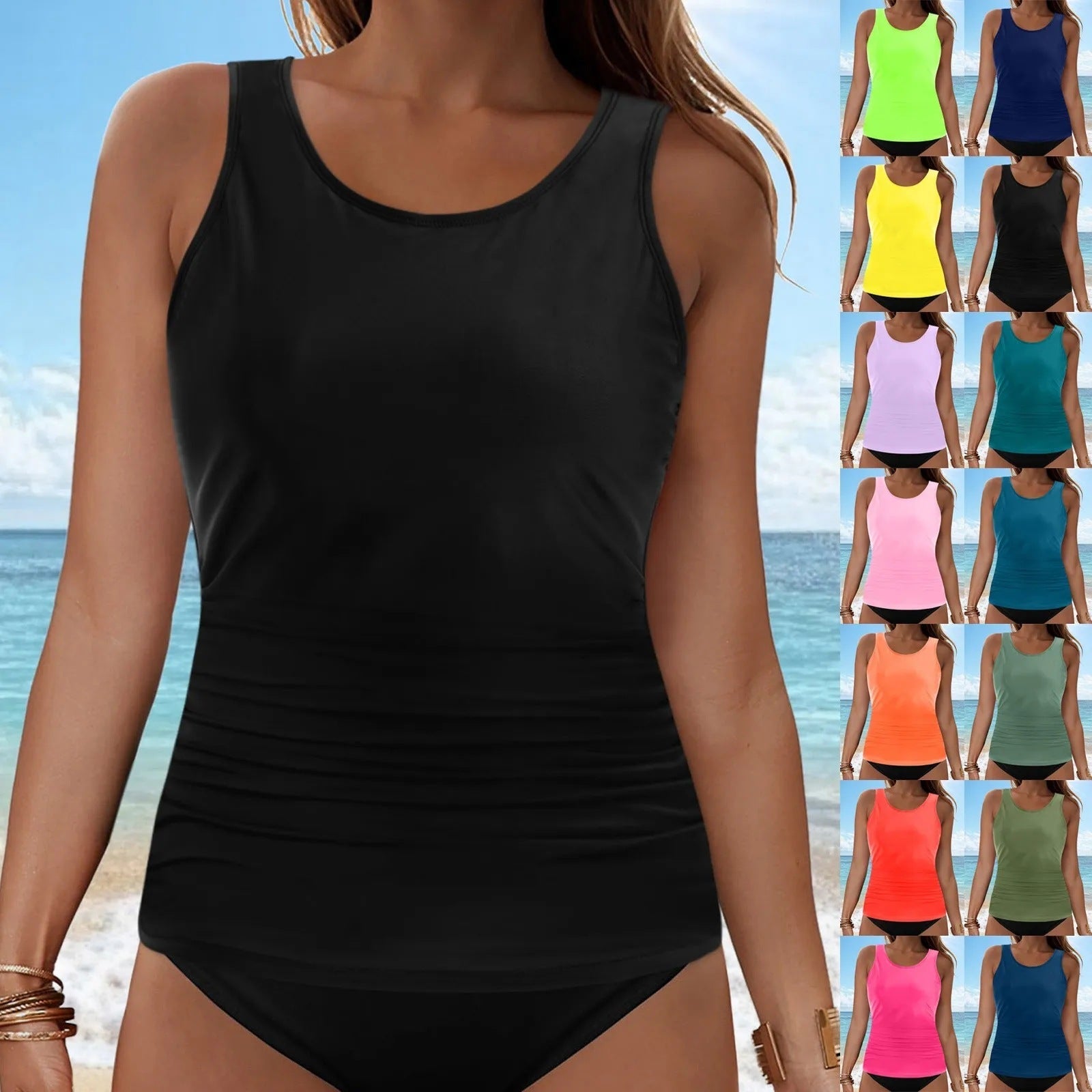 Damen Tankini-Oberteil mit Raffung