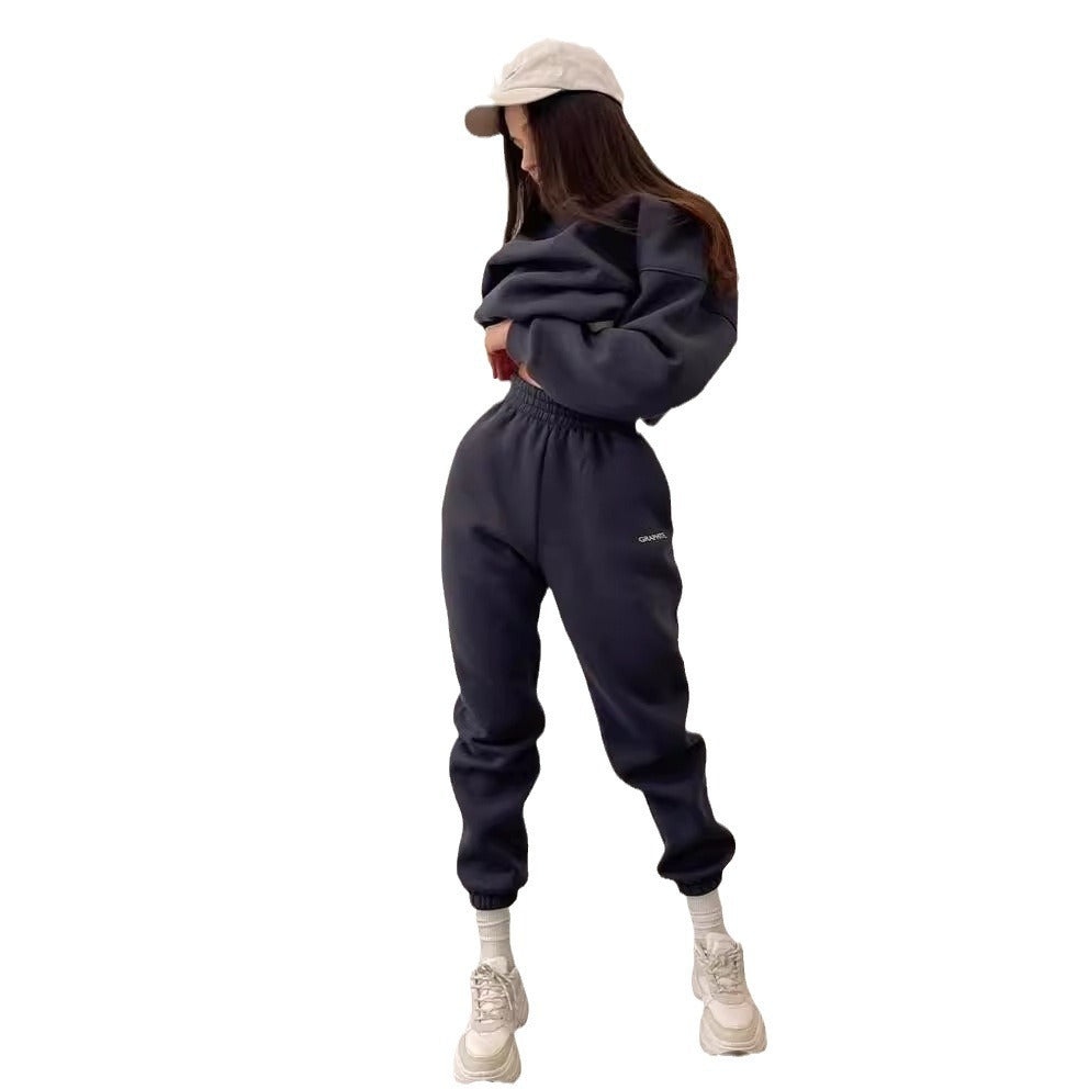 Damen hochgeschnittene Jogginghose mit elastischem Rüschenbund, tapered Bein und gerippten Knöchelbündchen Shop Nory