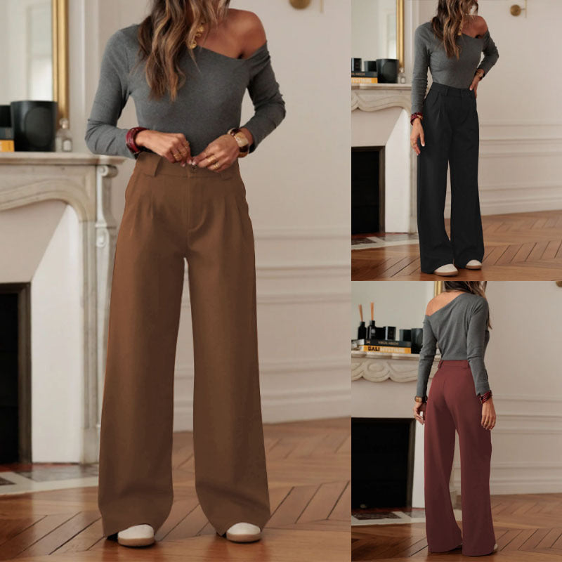 Damen Hochtaillierte Wide‑Leg Hose mit Bügelfalte und seitlichem Schlitz Shop Nory