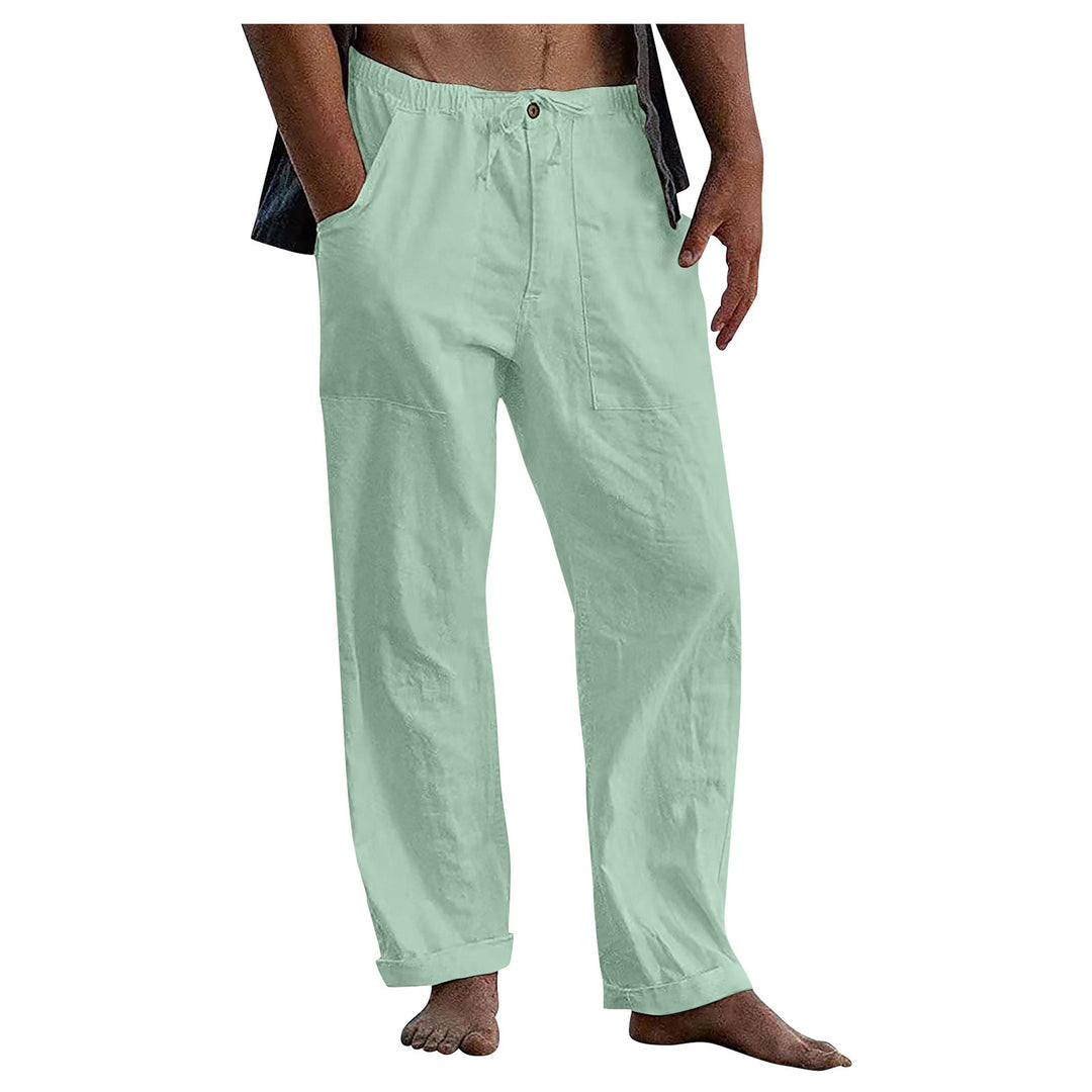 Herren lockere Leinenhose mit Gummibund und aufgesetzten Seitentaschen Shop Nory