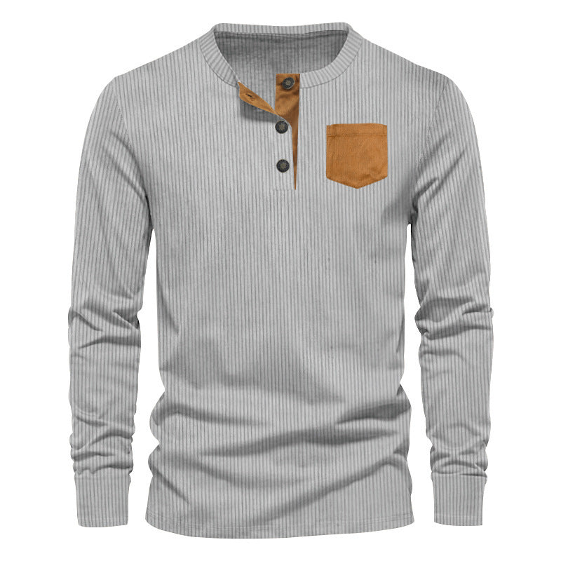 Herren Rippenfeinstrick Langarmshirt mit Slim‑Fit und Stehkragen Shop Nory