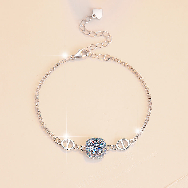 Damenarmband mit strahlend gelbem Kristall und funkelndem Zirkonia-Rahmen Shop Nory