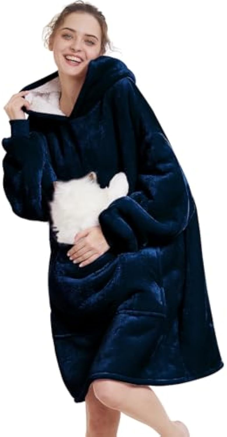 Damen Oversize Kapuzen-Kuscheldecke aus Mikrofaser mit Sherpa-Futter Shop Nory