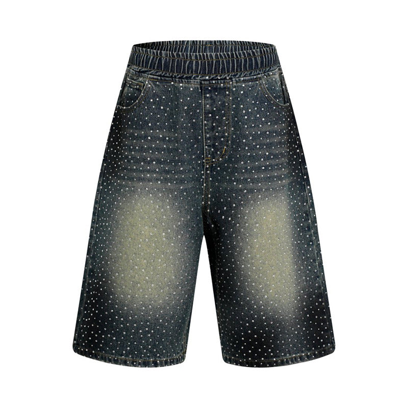 Damen hochgeschnittene Denim-Culotte-Shorts mit Komfortbund und dezentem Punktmuster Shop Nory