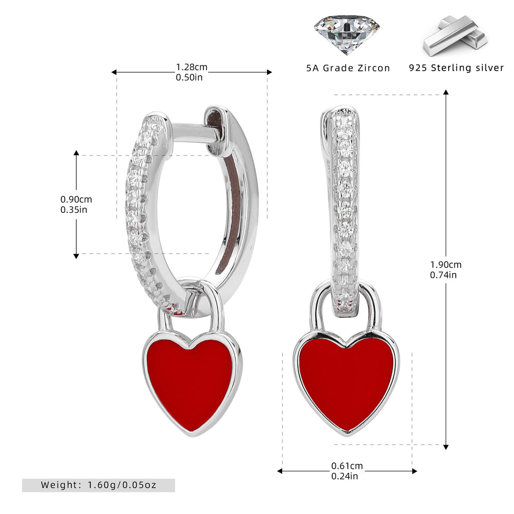 Damen Ohrhänger mit funkelndem Herzanhänger aus hochwertigem 925 Sterling Silber Shop Nory