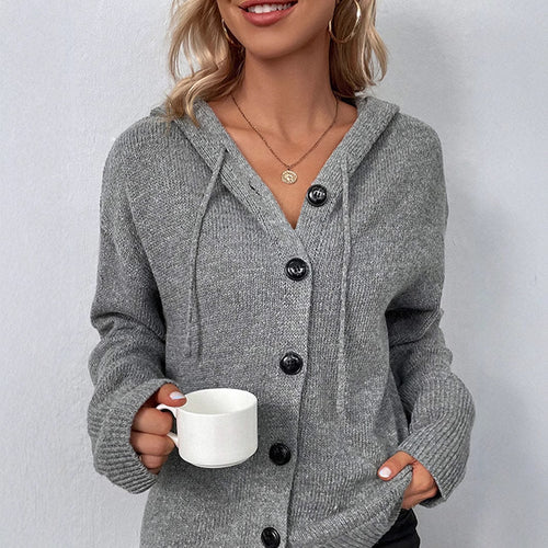 Damen Modischer Strickpullover mit Kapuze