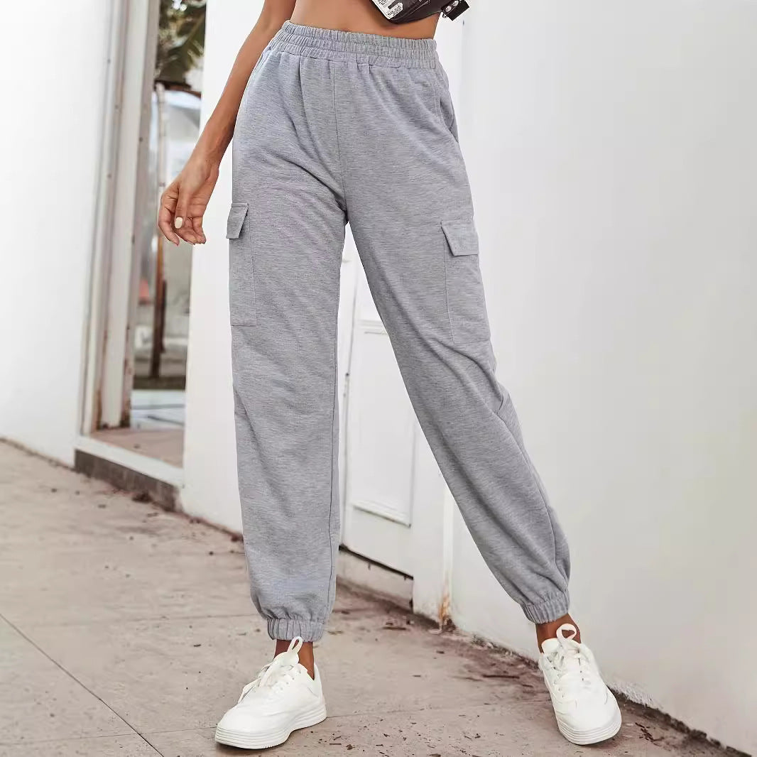Damen Cargo-Hose mit elastischem Bund und praktischen Taschen