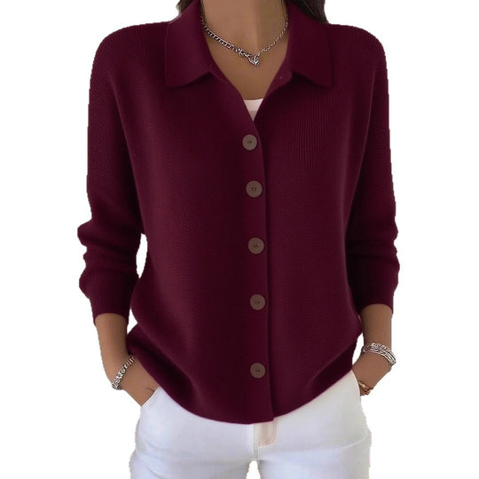 Damen nan Feinstrickjacke mit Hemdkragen und durchgehender Knopfleiste Shop Nory