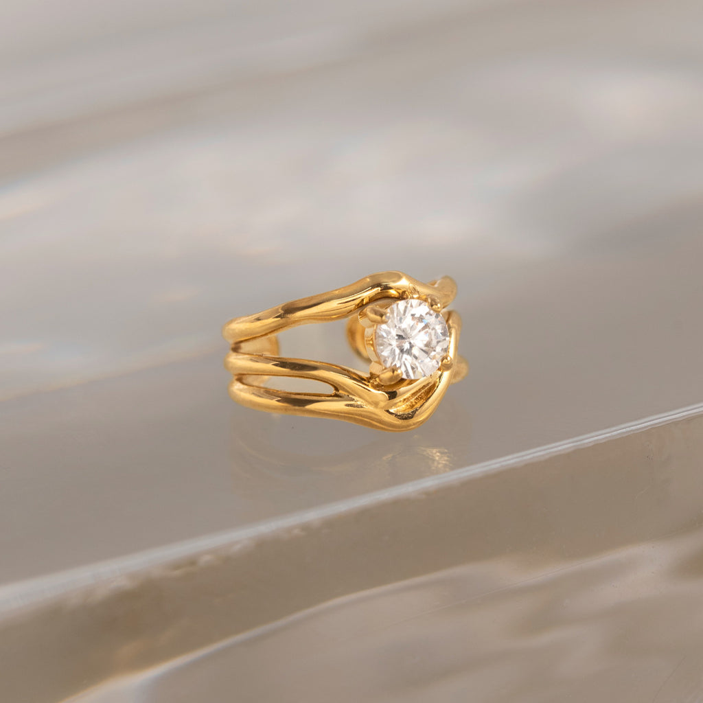 Damen Offener Ring mit elegantem Kristallbesatz Shop Nory