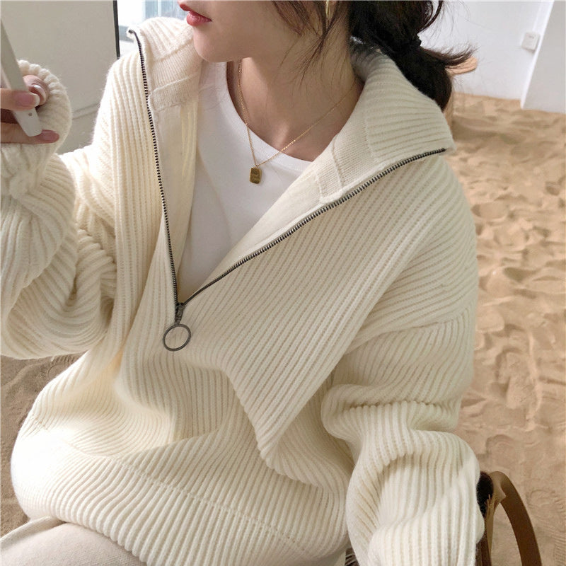 Damen Lässiger Pullover mit Reißverschluss Shop Nory