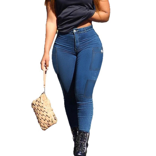 Damen Hochtaillierte Sculpting-Skinny-Jeans mit flachen Cargo-Taschen und formendem Bund Shop Nory