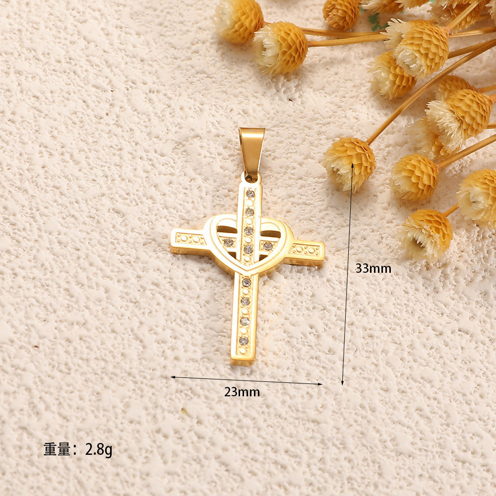 Damen Kreuzanhänger mit herzförmigem Design und funkelnden Akzenten Shop Nory