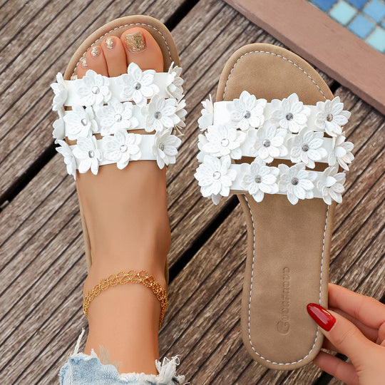 Damen Modische Pantoletten mit floralem Design und bequemer Sohle