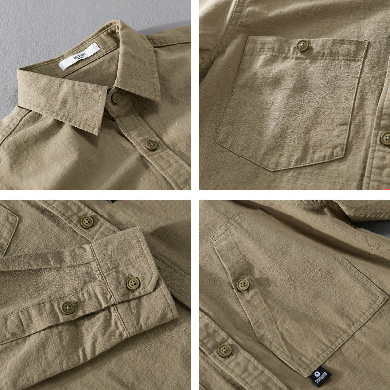 Herren Leichtes Hemdjacken-Overshirt aus Baumwolltwill mit asymmetrischer Brusttasche und lockerem Schnitt Shop Nory