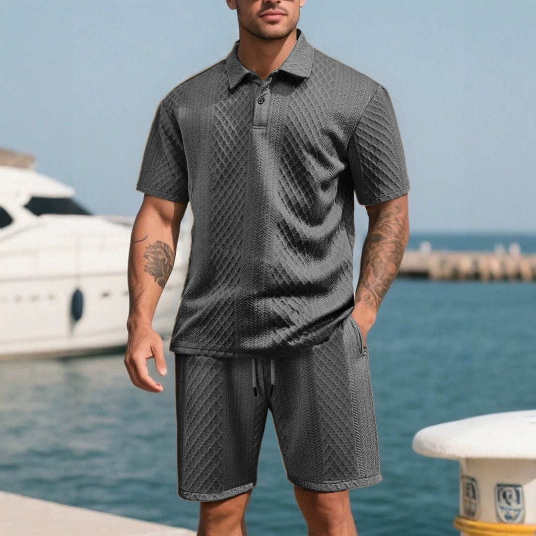 Herren nan strukturierte Lounge-Shorts mit Elastikbund Tunnelzug und seitlichen Eingrifftaschen