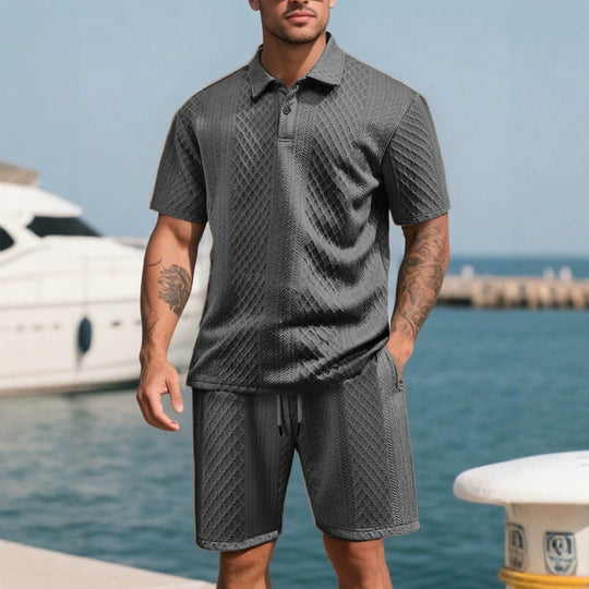 Herren nan strukturierte Lounge-Shorts mit Elastikbund Tunnelzug und seitlichen Eingrifftaschen