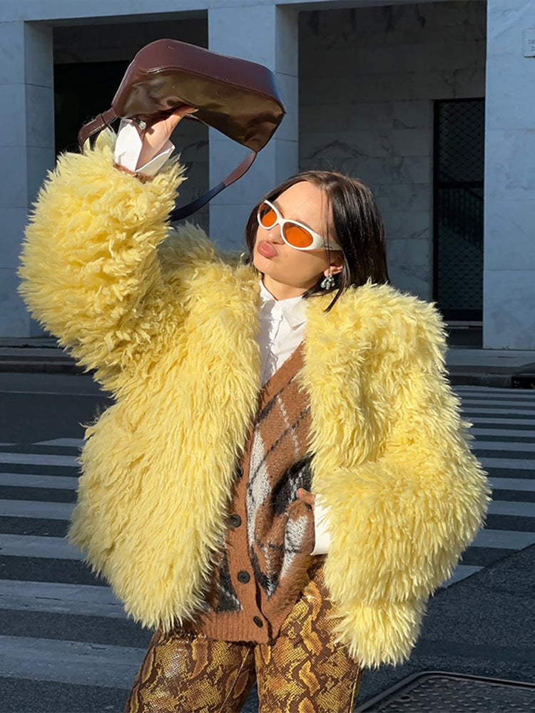 Damen Kunstpelzjacke