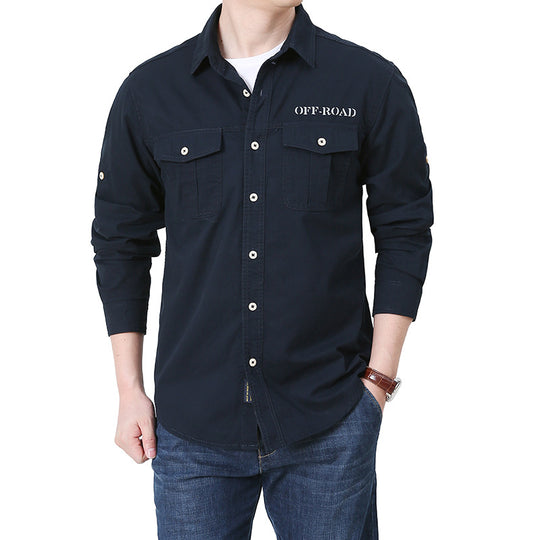 Herren robustes Overshirt aus Baumwoll-Canvas mit Brustpattentaschen Shop Nory