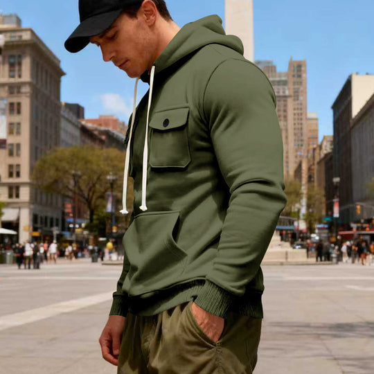 Herren Kapuzenpullover mit Brustklappentasche, Kängurutasche & Rippbündchen Shop Nory