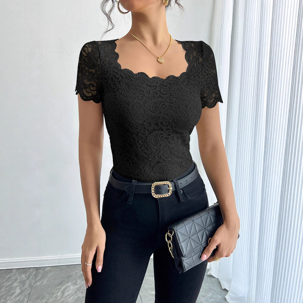 Damen Spitzenbody mit eleganten Abschluss