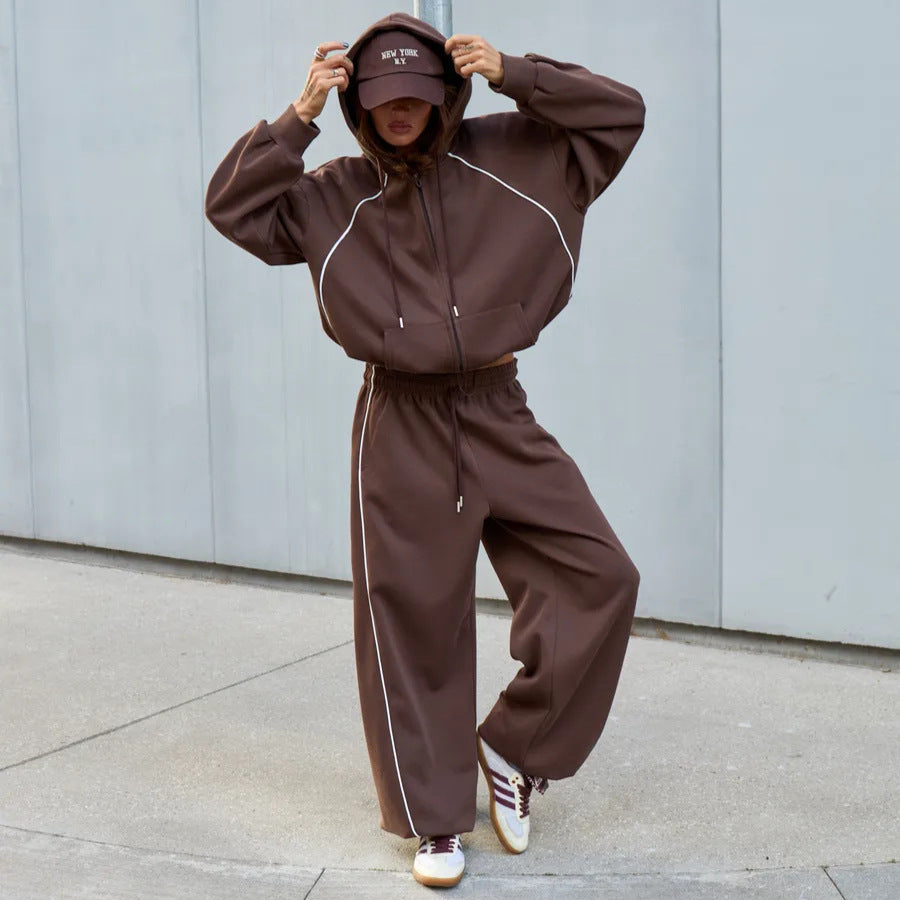 Damen Sportliches Oversized Kapuzenjacken-Set Shop Nory