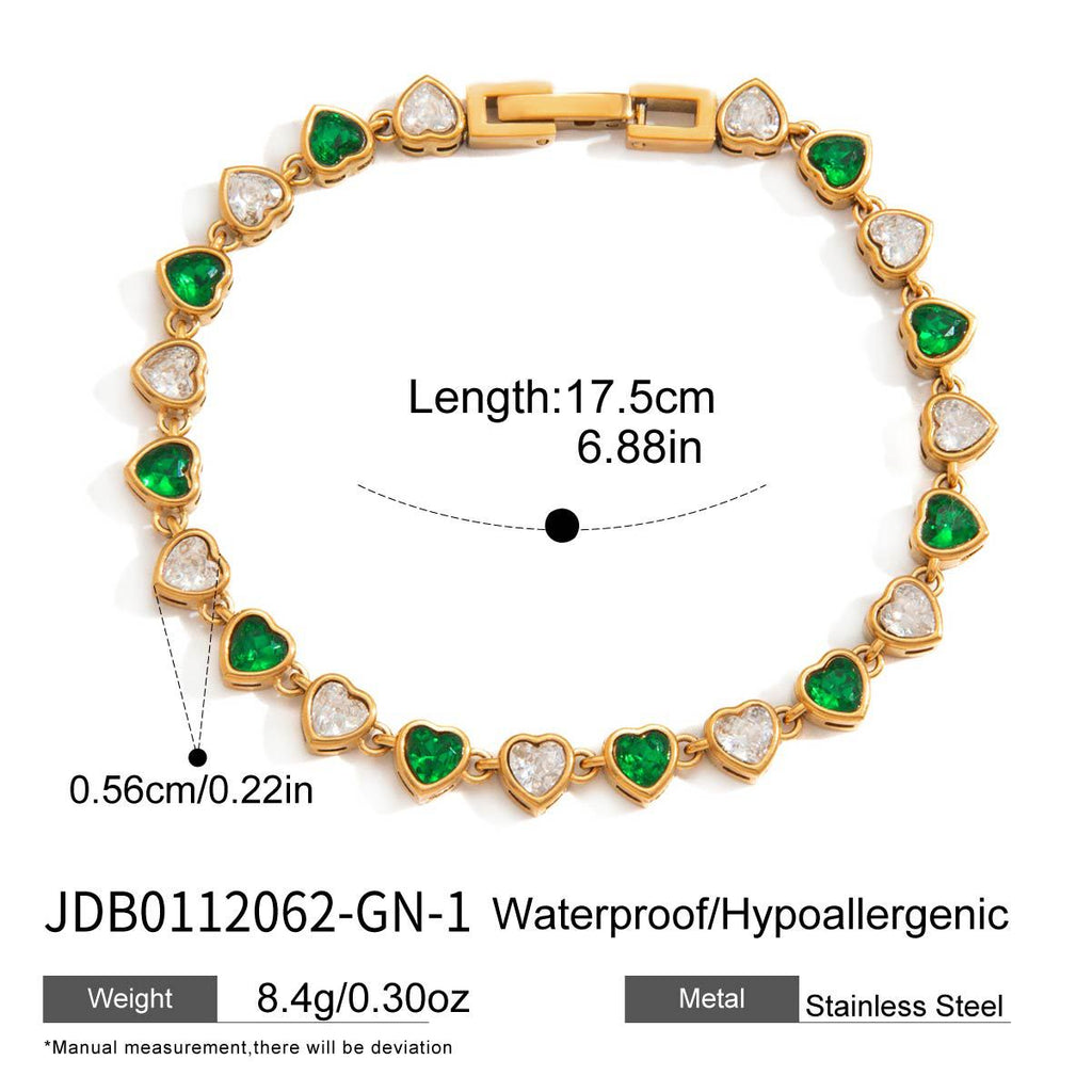 Damen Armband mit funkelnden grünen Kristallen und eleganter Edelstahlverarbeitung Shop Nory