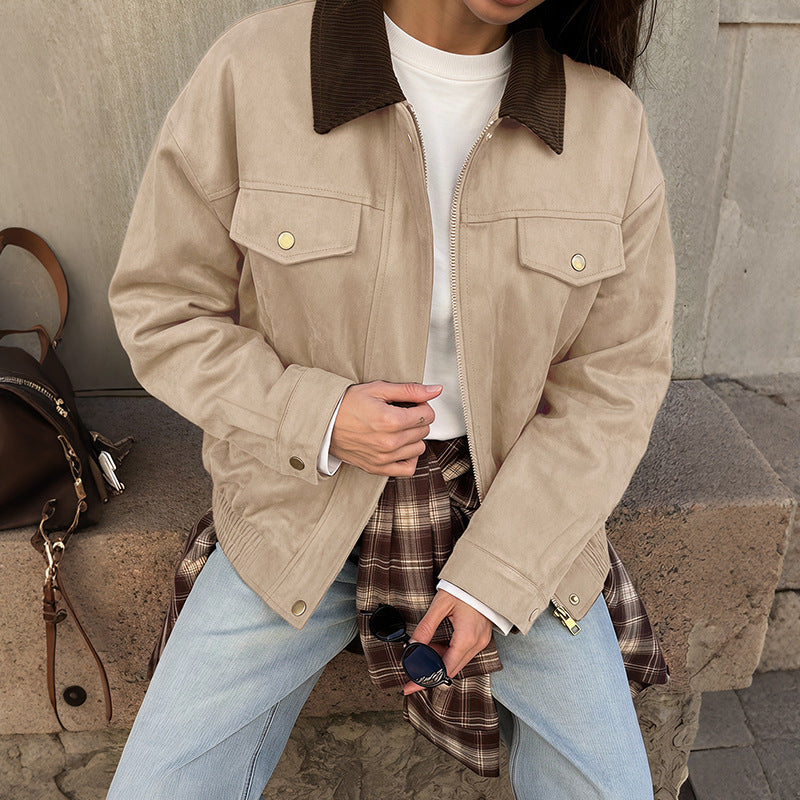 Damen Elegante Suede Jacke Shop Nory