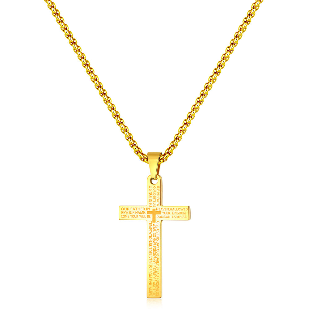 Herren Halskette mit detailreichem Kreuzanhänger aus Edelstahl Shop Nory